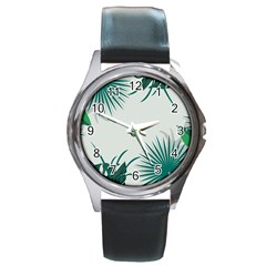 Illustrations Foliage Background Border Round Metal Watch by anzea