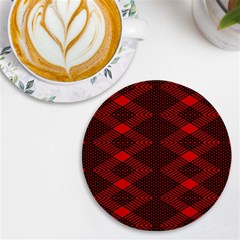 Pattern Rot Schwarz Uv Print Round Tile Coaster by dedoma