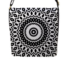 Circular Concentric Radial Symmetry Abstract Flap Closure Messenger Bag (l) by Proyonanggan