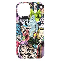 Vintage Horror Collage Pattern Iphone 15 Plus Black Uv Print Pc Hardshell Case by Ket1n9