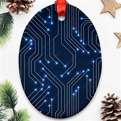Seamless Pattern Of Glowing Circuit Board Neon Technology Ornament (oval) by Loisa77