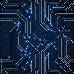 Seamless Pattern Of Glowing Circuit Board Neon Technology Play Mat (rectangle) by Loisa77