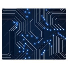 Seamless Pattern Of Glowing Circuit Board Neon Technology Premium Plush Fleece Blanket (medium) by Loisa77