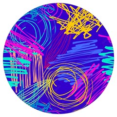 Seamless Vintage Pattern Retro 80s Or 90s Style Abstract Round Trivet by Loisa77