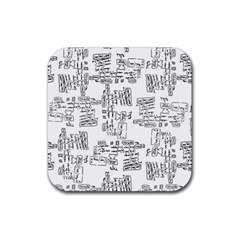 Blackboard Algorithms Black And White Pattern Rubber Coaster (square) by dflcprintsclothing