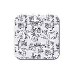 Blackboard Algorithms Black And White Pattern Rubber Square Coaster (4 Pack) by dflcprintsclothing