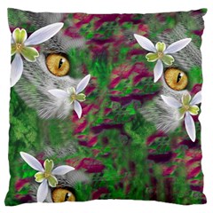 Illustrations Color Cat Flower Abstract Textures Standard Premium Plush Fleece Cushion Case (one Side) by anzea
