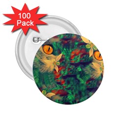 Illustrations Color Cat Flower Abstract Textures Orange 2 25  Buttons (100 Pack)  by anzea
