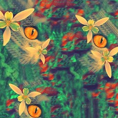 Illustrations Color Cat Flower Abstract Textures Orange Play Mat (rectangle) by anzea