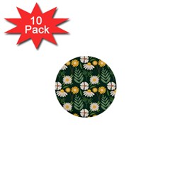 Flower Green Pattern Floral 1  Mini Buttons (10 Pack)  by anzea