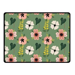 Flower Green Pink Pattern Floral Fleece Blanket (small) by anzea