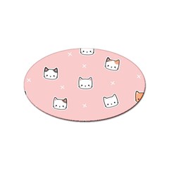 Cute Cat Cartoon Doodle Seamless Pink Pattern Sticker (oval) by Grandong