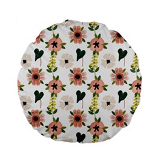 Flower White Pattern Floral Standard 15  Premium Flano Round Cushions by anzea