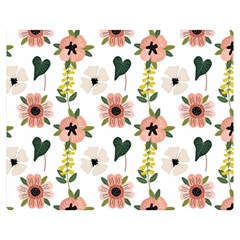 Flower White Pattern Floral Two Sides Premium Plush Fleece Blanket (teen Size) by anzea