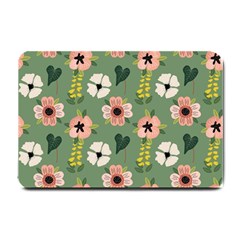 Flower Green Pink Pattern Floral Small Doormat by anzea
