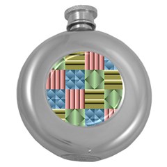 Patchwork Tile Pattern Mosaic Round Hip Flask (5 Oz) by Loisa77