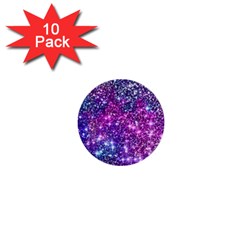Purple Violet Glitter Galaxy Nebula Space Pattern 1  Mini Buttons (10 Pack)  by Perong
