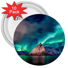 Amazing Aurora Borealis Colors 3  Buttons (10 Pack)  by Grandong