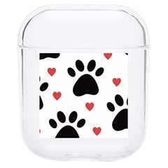 Dog Paw Vector Seamless Pattern With Hearts Hard Pc Airpods 1/2 Case by Perong