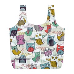Owl Animal Bird Pattern Full Print Recycle Bag (l) by Perong
