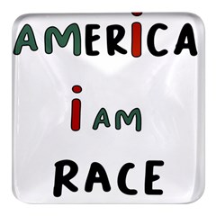 America  I Am Race Square Glass Fridge Magnet (4 Pack) by RiverRootz