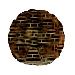 Textures Brown Wood Standard 15  Premium Flano Round Cushions by anzea