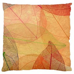 Leaves Patterns Colorful Leaf Pattern Large Premium Plush Fleece Cushion Case (two Sides) by Cemarart