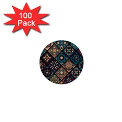 Flower Texture Background Colorful Pattern 1  Mini Buttons (100 Pack)  by Cemarart