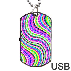 Neon Trippy Swirls Twirls Design Dog Tag Usb Flash (one Side) by Salmanaz77