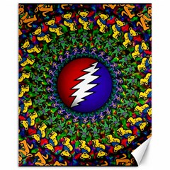 Grateful Dead Bear Pattern Canvas 11  X 14  by Maspions