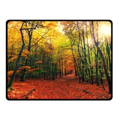 Forest Woods Autumn Nature Two Sides Fleece Blanket (small) by Proyonanggan