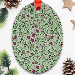 Swirls Foliage Leaves Green Oval Ornament (two Sides) by Proyonanggan