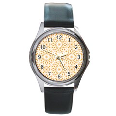 Oaxaca Black Mud Mexico Indigenous Round Metal Watch by anzea