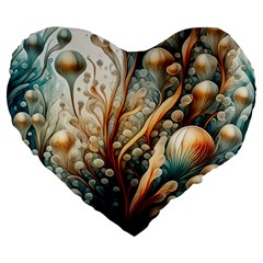 Undersea Dreams Saltwater Ocean Large 19  Premium Flano Heart Shape Cushions by Apenda