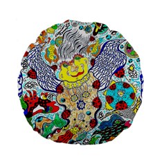 Supersonic Ladybug Angel Power Standard 15  Premium Flano Round Cushions by chellerayartisans