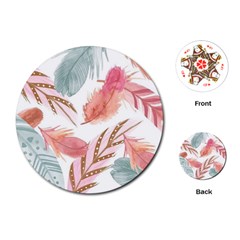 Feathers, Boho, Cute, Feather, Pastel Playing Cards Single Design (round) by kyorashop23