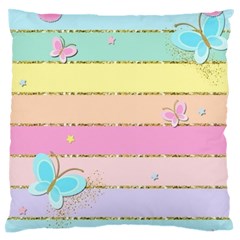 Pastel, Butterfly, Spring, Stripes, Standard Premium Plush Fleece Cushion Case (one Side) by kyorashop23