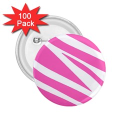 White Pink Stripes, Pattern 2 25  Buttons (100 Pack)  by kyorashop23
