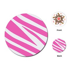 White Pink Stripes, Pattern Playing Cards Single Design (round) by kyorashop23