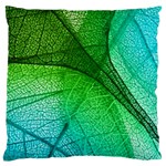 3d Leaves Texture Sheet Blue Green Standard Premium Plush Fleece Cushion Case (One Side) Front