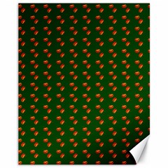 Kawaii Pumpkin Patt Green Canvas 11  X 14  by snowwhitegirl