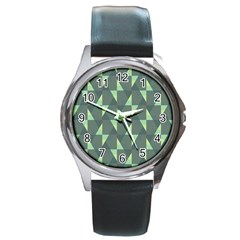 Texture Triangle Round Metal Watch by anzea