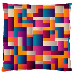 Abstract Geometry Blocks Large Premium Plush Fleece Cushion Case (two Sides) by anzea