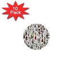 Bottle Chic Print Patterns 1  Mini Buttons (10 pack)  Front