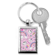 Beautiful Cute Animals Pattern Pink Key Chain (rectangle) by Grandong