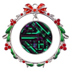 Beamed Metal X mas Wreath Ribbon Ornament by MRNStudios