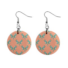 Turquoise Dragonfly Insect Paper Mini Button Earrings by anzea