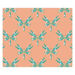 Turquoise Dragonfly Insect Paper Premium Plush Fleece Blanket (small) by anzea