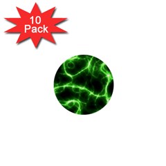 Lightning Electricity Pattern Green 1  Mini Buttons (10 Pack)  by anzea
