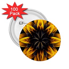 Yellow Flower Pattern Leaves 2 25  Buttons (100 Pack)  by Maspions